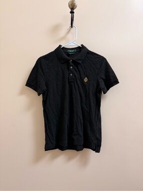 Ralph Lauren Black Polo with Gold Embroidered Crest